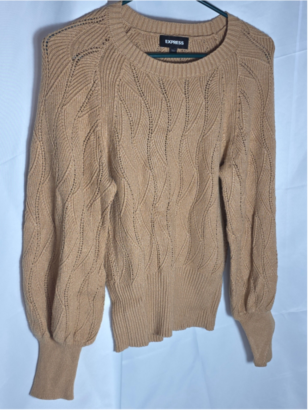 Women's Express Beige Crew Neck Long Sleeve Sweater Size M cottagecore boho-chic